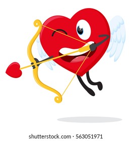 Cute heart Cupid ready to shoot with arrow