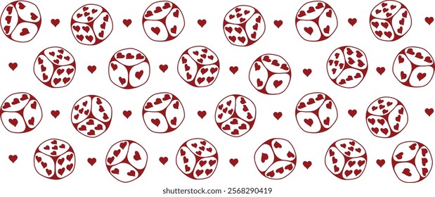 Cute Heart Dice set illustration. Valentine Vector cliparts