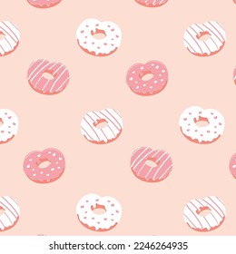 Cute heart donut shaped pattern valentine's day seamless pattern