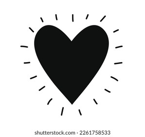 Cute heart doodle art vector illustration isolated on white background. Hand drawn heart.