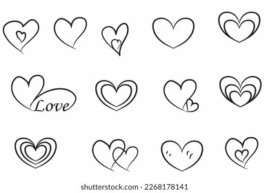 Cute heart doodle hand drawn cartoon art illustration Vector