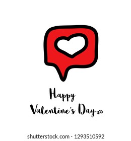Cute heart doodle message symbol hand drawn illustration. Happy Valentine's Day concept