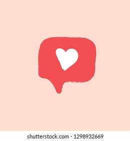 Cute heart doodle message symbol hand drawn illustration. Happy Valentine s Day concept