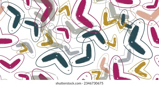 Cute Heart Doodle Seamless Pattern. Vector illustration