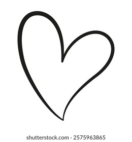 Cute heart doodle style. Hand drawn black and white isolated logo line art. Design element for web graphic design poster tattoo. Coloring page art therapy. Vector illustration