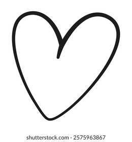 Cute heart doodle style. Hand drawn black and white isolated logo line art. Design element for web graphic design poster tattoo. Coloring page art therapy. Vector illustration