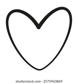 Cute heart doodle style. Hand drawn black and white isolated logo line art. Design element for web graphic design poster tattoo. Coloring page art therapy. Vector illustration