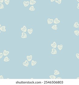 Cute heart doodles seamless vector pattern. Hearts hand drawn background. Holiday repeating texture for St. Valentine's Day, love, relationship and kids. Print for fabric, paper, packaging, stationery