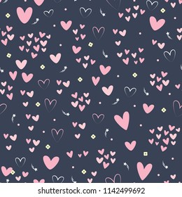 Cute Heart Dots Star Vector Repeat Seamless Pattern for posters, flyers, Valentine's Day, Greetings Cards, marketing, backgrounds, texture, social media