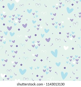 Cute Heart Dots Star Vector Repeat Seamless Pattern for posters, flyers, Valentine's Day, Greetings Cards, marketing, backgrounds, texture, social media