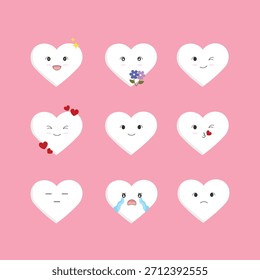 Cute Heart Emotion Set - Editable