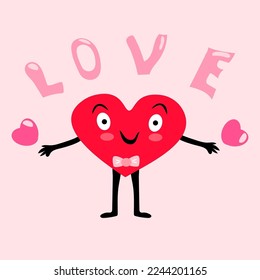 Cute heart with hand drawn lettering "SomeOne Loves You". Valentine's Day vector card