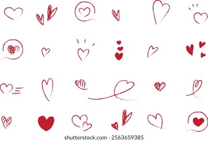 Cute heart handwritten illustration material set