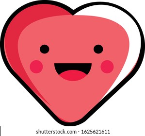 Cute heart happy cartoon vector.