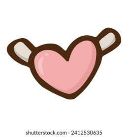 Cute heart happy pink of Valentine's day and love anniversary. romantic items and love symbols. vector illustration.
