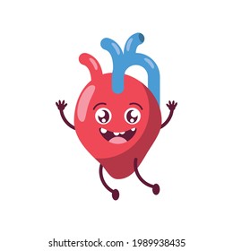 cute heart human organ isolated
