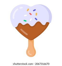 A cute heart ice cream flat icon design