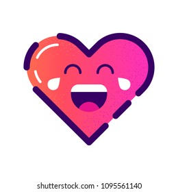 Cute heart icon. Emoji heart. Smile heart. Isolated flat vector illustration on white background