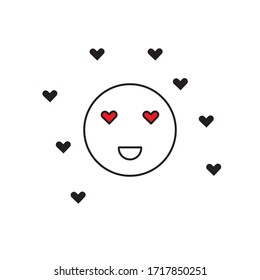 Cute heart icon emoji vector 
