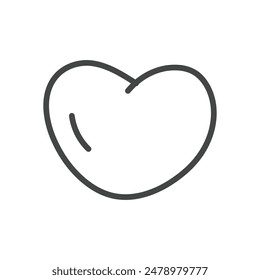 Cute heart icon. Hand drawn monochrome illustration of a heart isolated on a white background. Kawaii sticker. Vector 10 EPS.