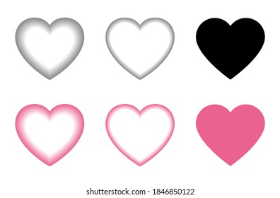 Cute heart icon set. Simple vector illustration.