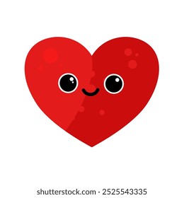 cute heart in kawaii style - vector illustration