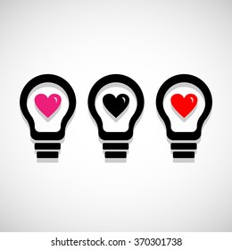 Cute Heart Light Bulb Vector EPS10, Great for any use.