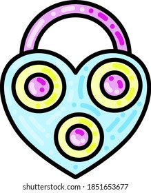 Cute-Herzschloss, Illustration, Vektorgrafik auf weißem Hintergrund