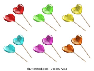 
Cute heart lollipop 6 flavors: strawberry, melon, lemon, soda, grape, cola