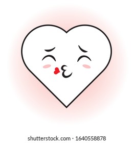 cute heart love, heart love emoji, love character cute, kawaii, valentine's day, vector illustration