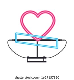 cute heart love neon light isolated icon vector illustration design
