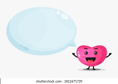 Cute heart mascot with bubble speech