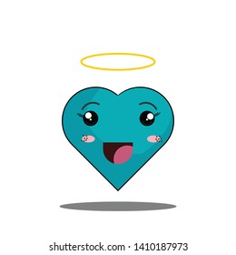 Cute heart mascot with its shadow and angel ring above it EPS Vector
