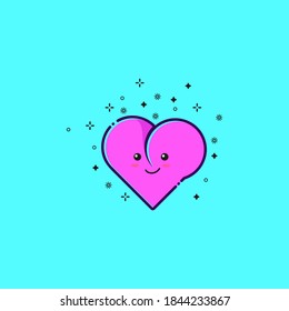 Cute heart mascot vector design . Love icon