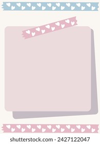 cute heart memo 하트 마스킹테이프 메모지 배경 일러스트