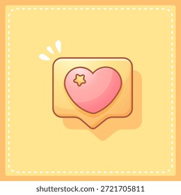 Cute Heart Message Notification Cartoon Icon