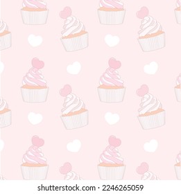 Cute heart muffin cupcake pink pattern for valentine's day