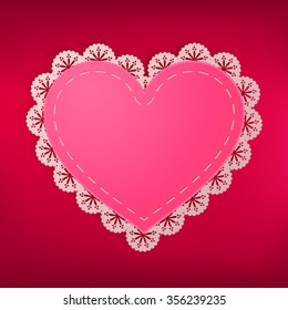 Cute heart on red background, Valentine's Day.