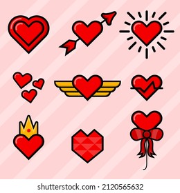 Cute Heart Outline Vector Element Collection Design eps10 great to be used as a sticker, decoration, wallpaper, or many other similar uses