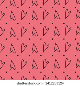 Cute heart pattern on pink background. illustration lovely pastel colorful seamless wallpaper for template,cover,fabric,banner business social media advertising. 