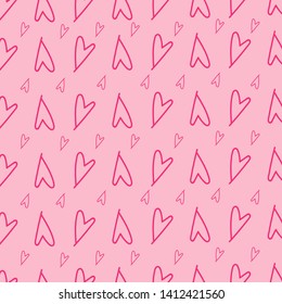 Cute heart pattern on pink background. illustration lovely pastel colorful seamless wallpaper for template,cover,fabric,banner