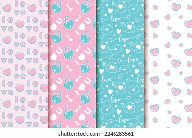 Cute heart pattern valentine's day seamless pattern collection