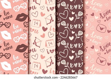 Colección ininterrumpida de patrones de patrón cardíaco de San Valentín