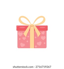 Linda caja de regalo con diseño de corazón con cinta que simboliza el amor, sorpresas de San Valentín, romance y celebraciones alegres.