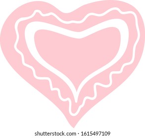 A cute heart with patterns for Valentine's Day. Hand-drawn doodle illustration. Dressing textiles, wrapping paper, dishes, notebooks