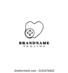 cute heart with plus logo icon design template modern vector illustration