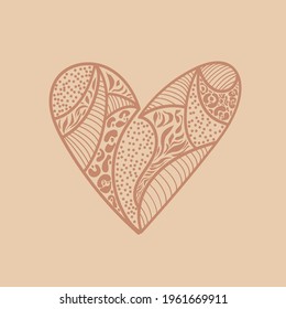 Cute heart. Printed heart. Icon.