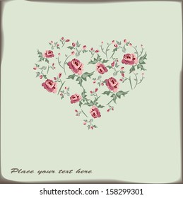Cute heart with retro roses