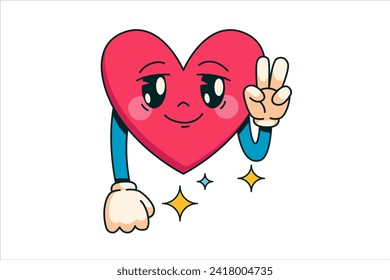 Cute Heart Retro Sticker Design