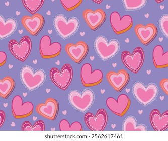 Cute heart seamless pattern illustration. Retro psychedelic romantic background print. Valentine's day holiday Vector not Ai , Design for fashion , fabric, textile, wallpaper , wrapping and all prints